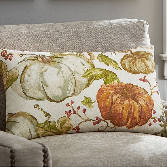 Beautiful Pottery Barn Watercolor Pumpkin Lumbar Pillow Cover - Picture 10 of 10